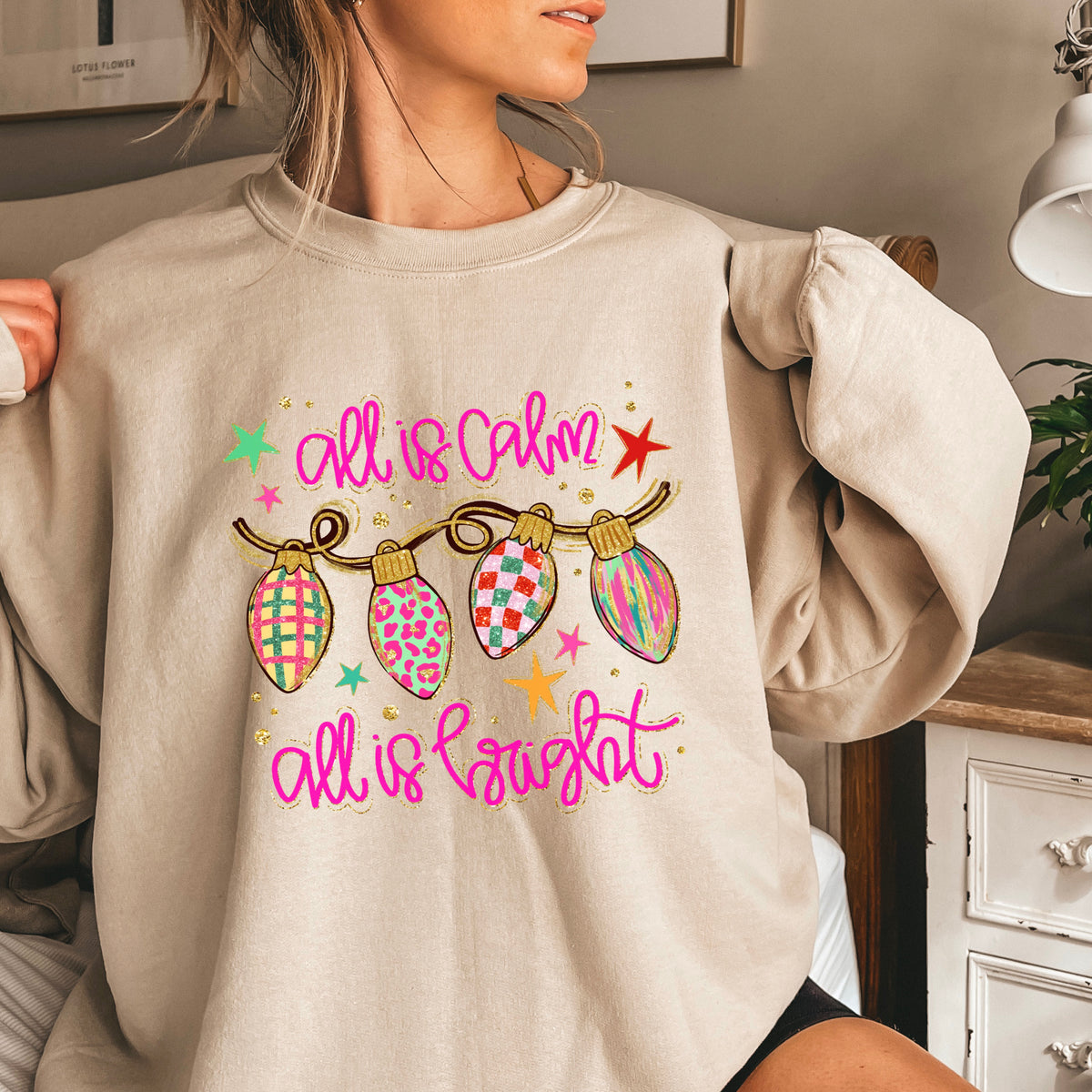 All Is Calm Christmas Crewneck Sweatshirt