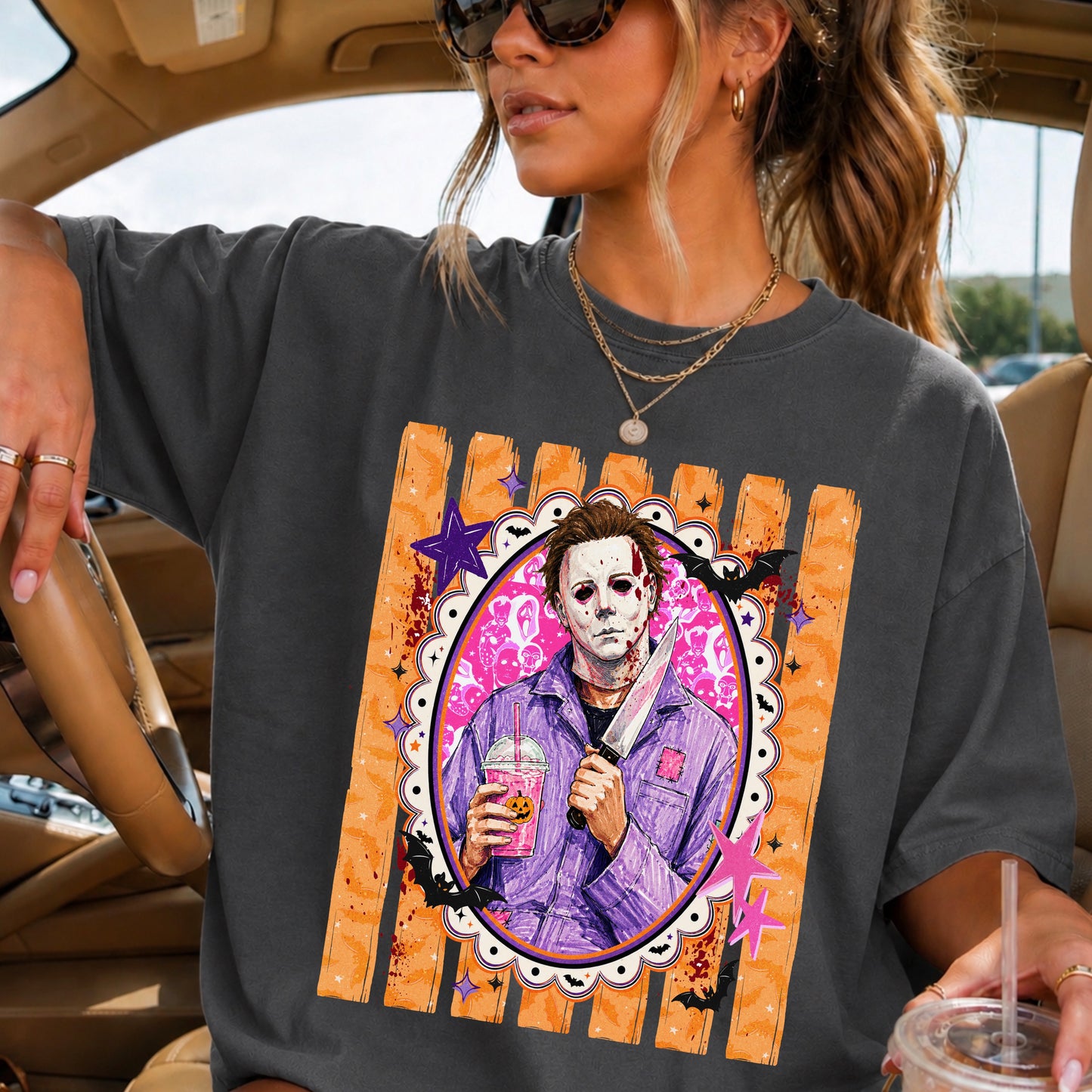 Horror Film Character Halloween Comfort Color Graphic Tee