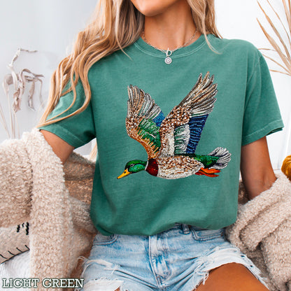 Faux Rhinestone Mallard Duck Comfort Color Graphic Tee