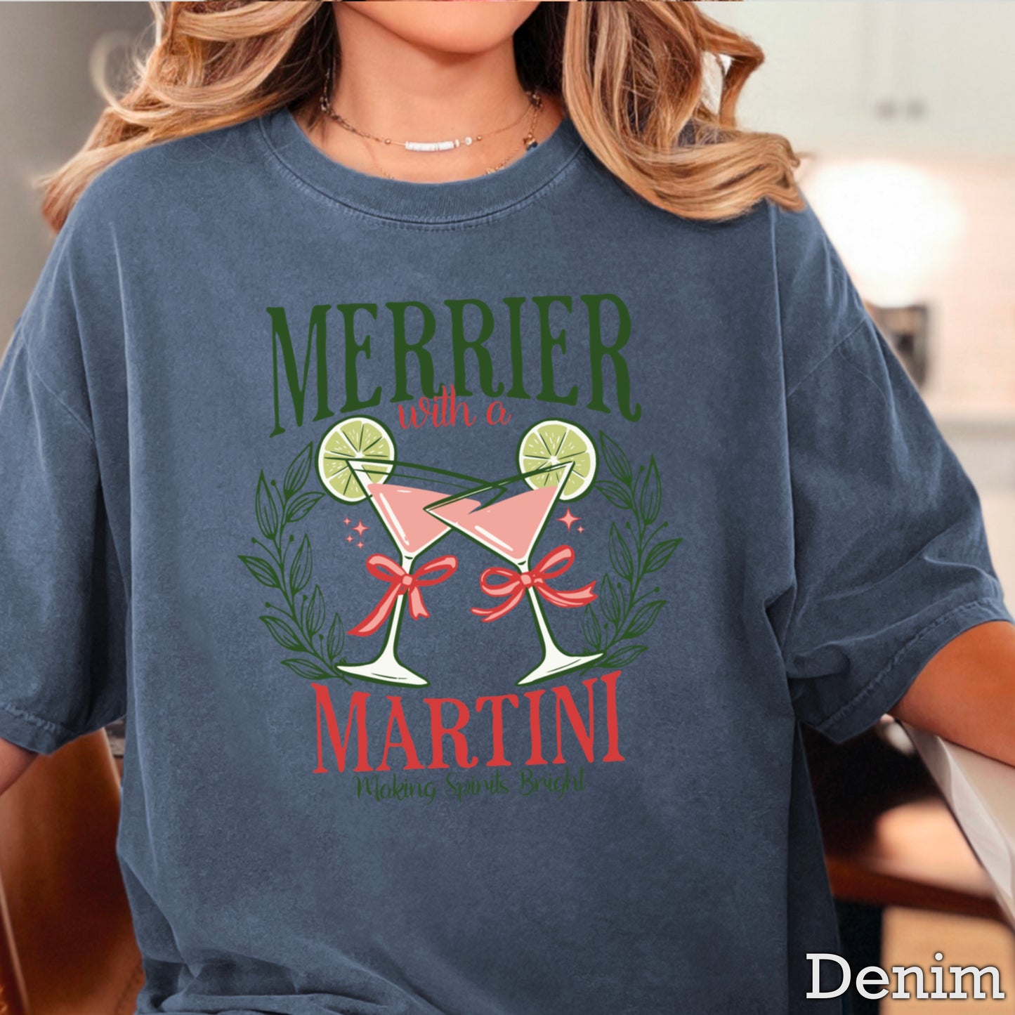 Merrier With A Martini  Comfort Color Graphic Tee