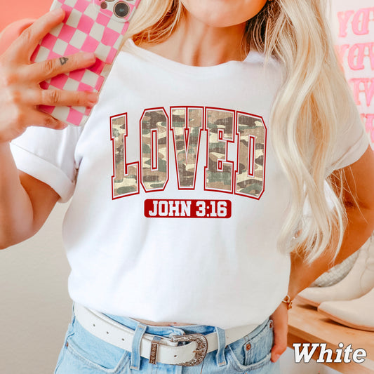 Camo John 3:16 Valentine’s Day Comfort Color Graphic Tee