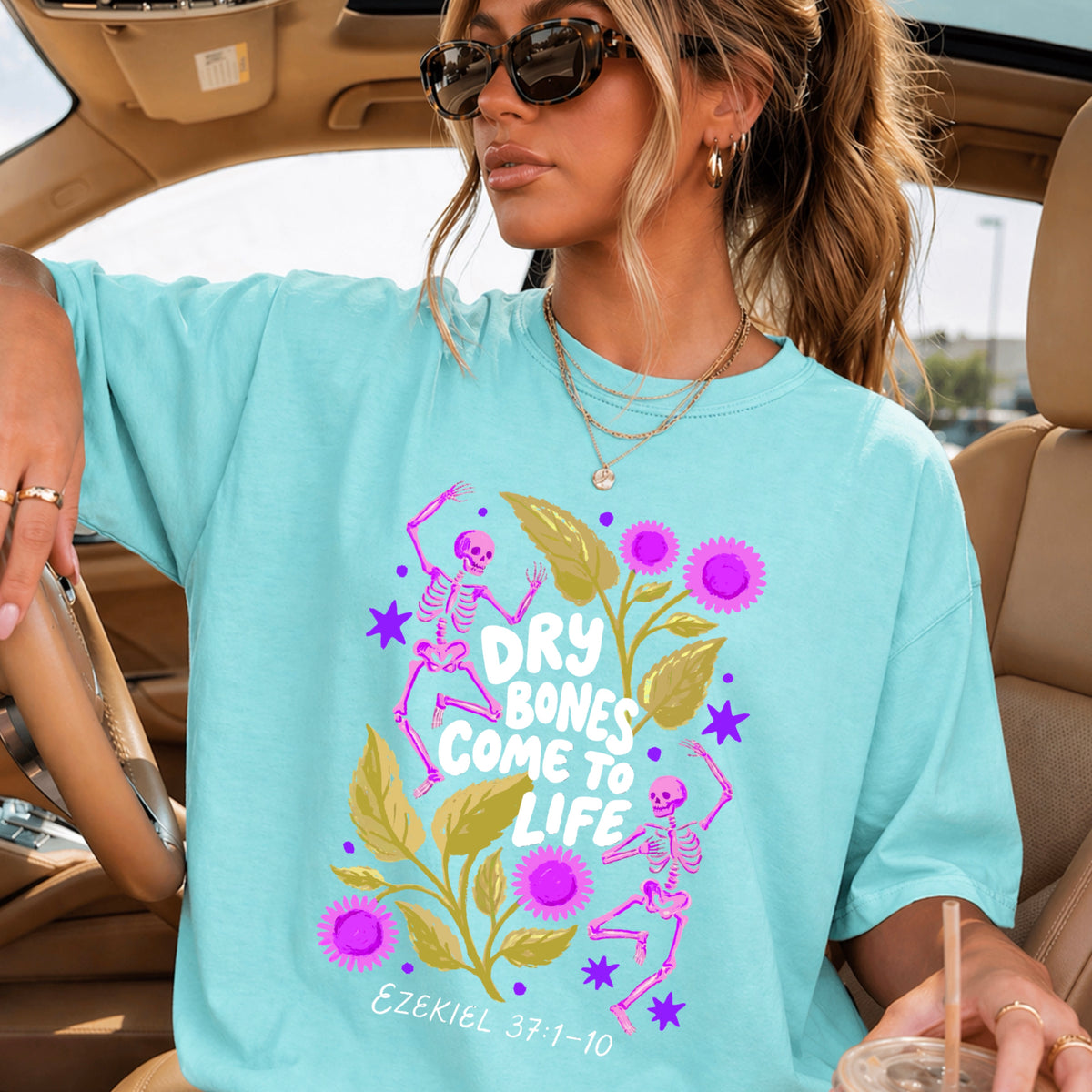 Dry Bones Come To Life Ezekiel 37 White Lettering Comfort Color Graphic Tee