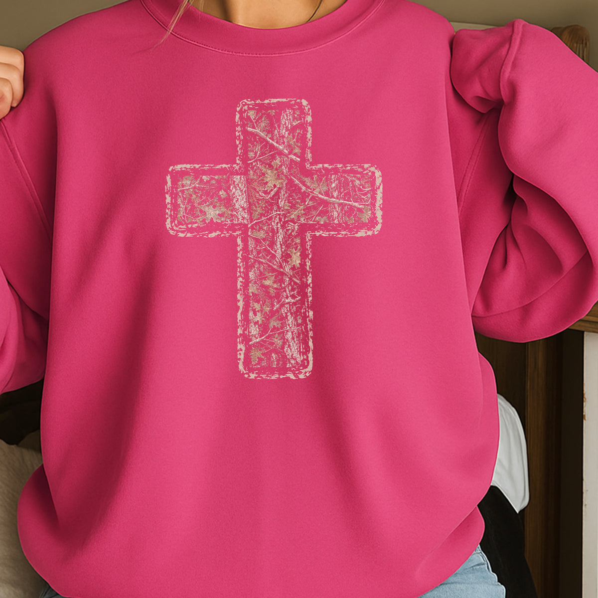 Camo Cross Christian Crewneck Sweatshirt