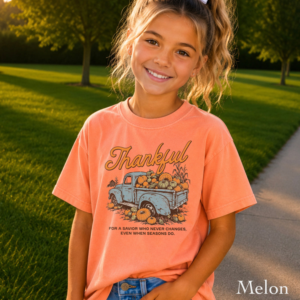 Thankful For A Savior Youth Comfort Color T-Shirt
