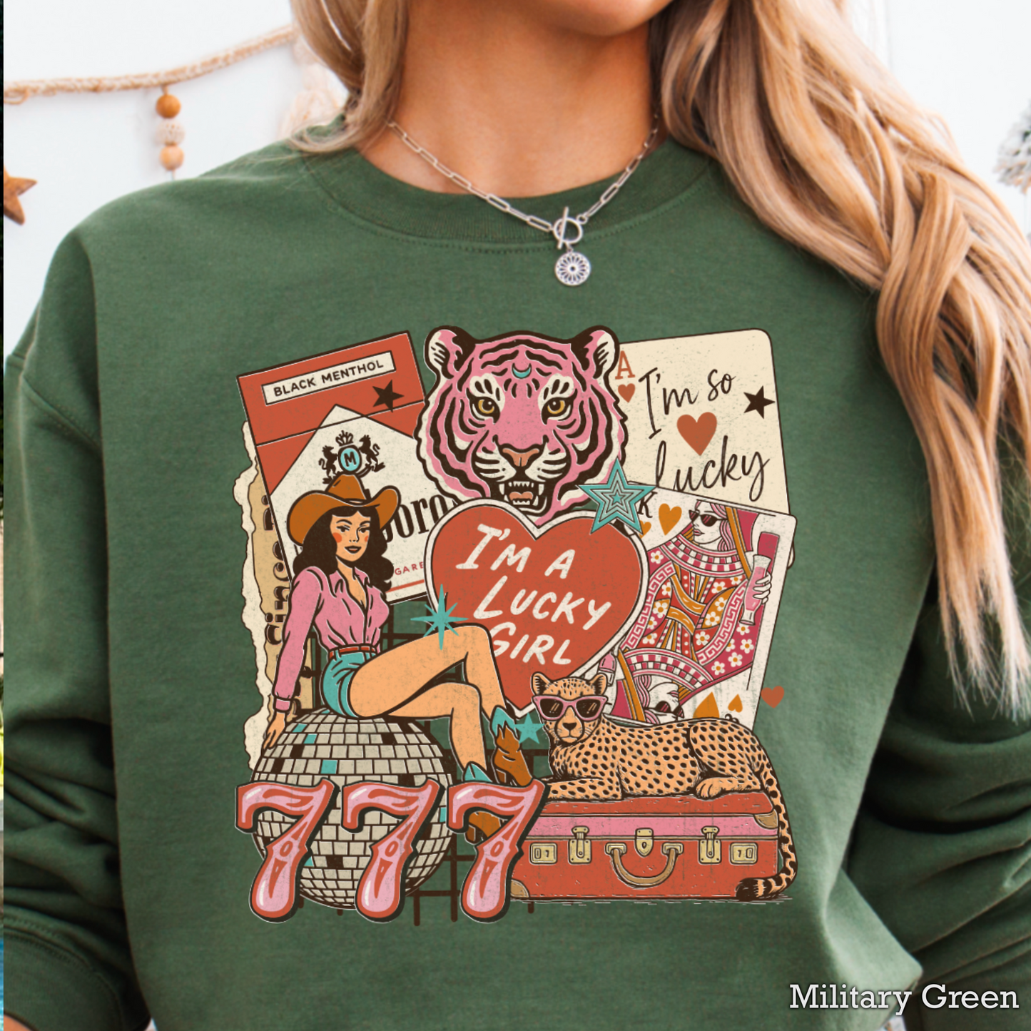 Lucky Girl Graphic Crewneck Sweatshirt