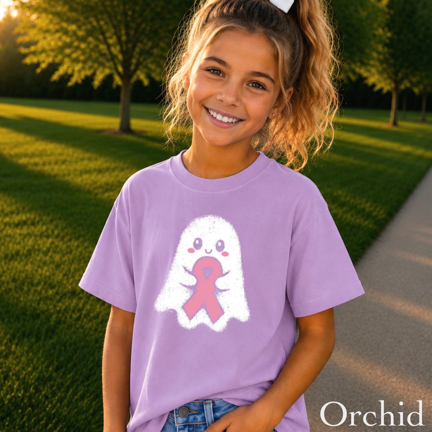 Breast Cancer Ghost Youth Comfort Color T-Shirt