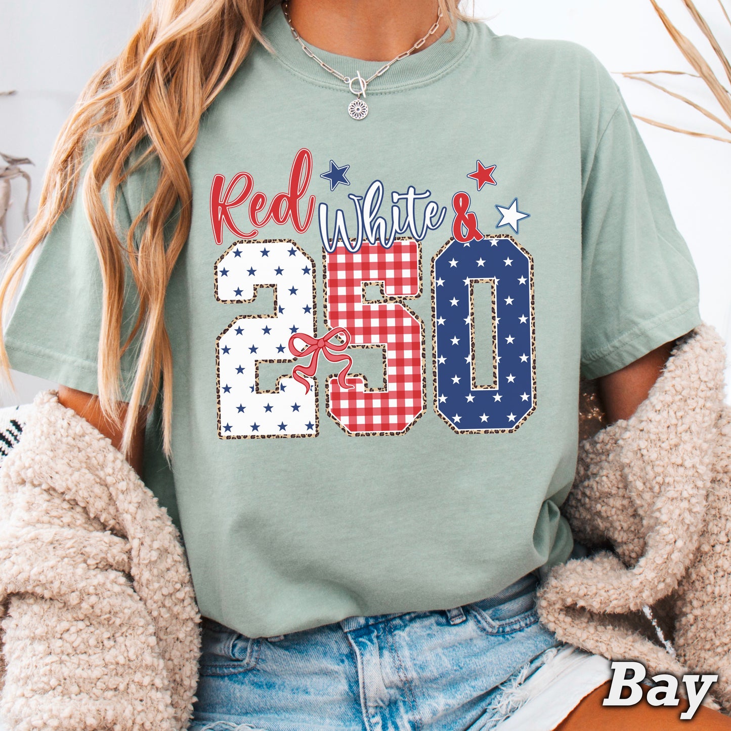 Red White & 250 Patriotic Comfort Color Graphic Tee