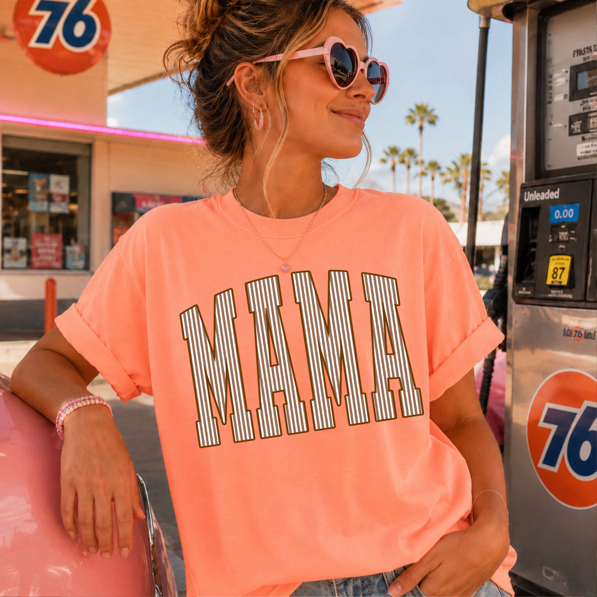 Mama Brown Seersucker Comfort Color Graphic Tee