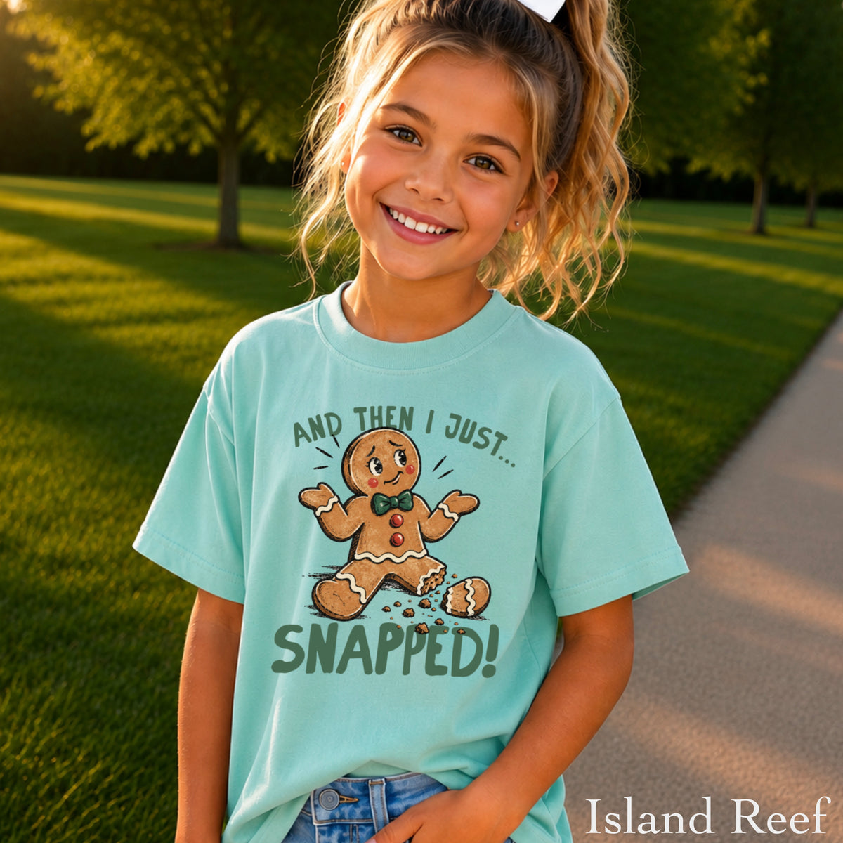 Gingerbread And Then I Just Snapped Christmas Youth Comfort Color T-Shirt