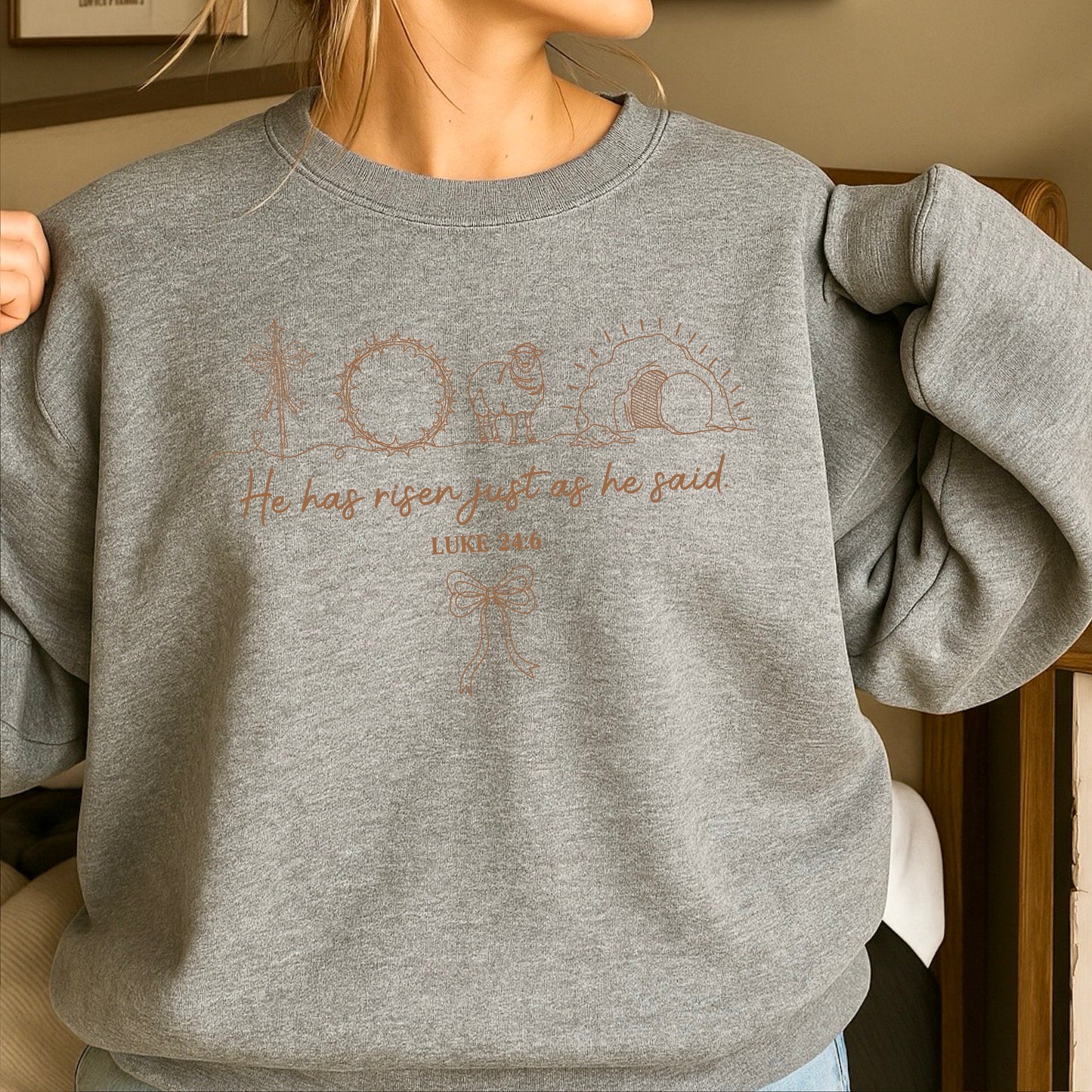 He Is Risen Easter Crewneck Sweatshirt