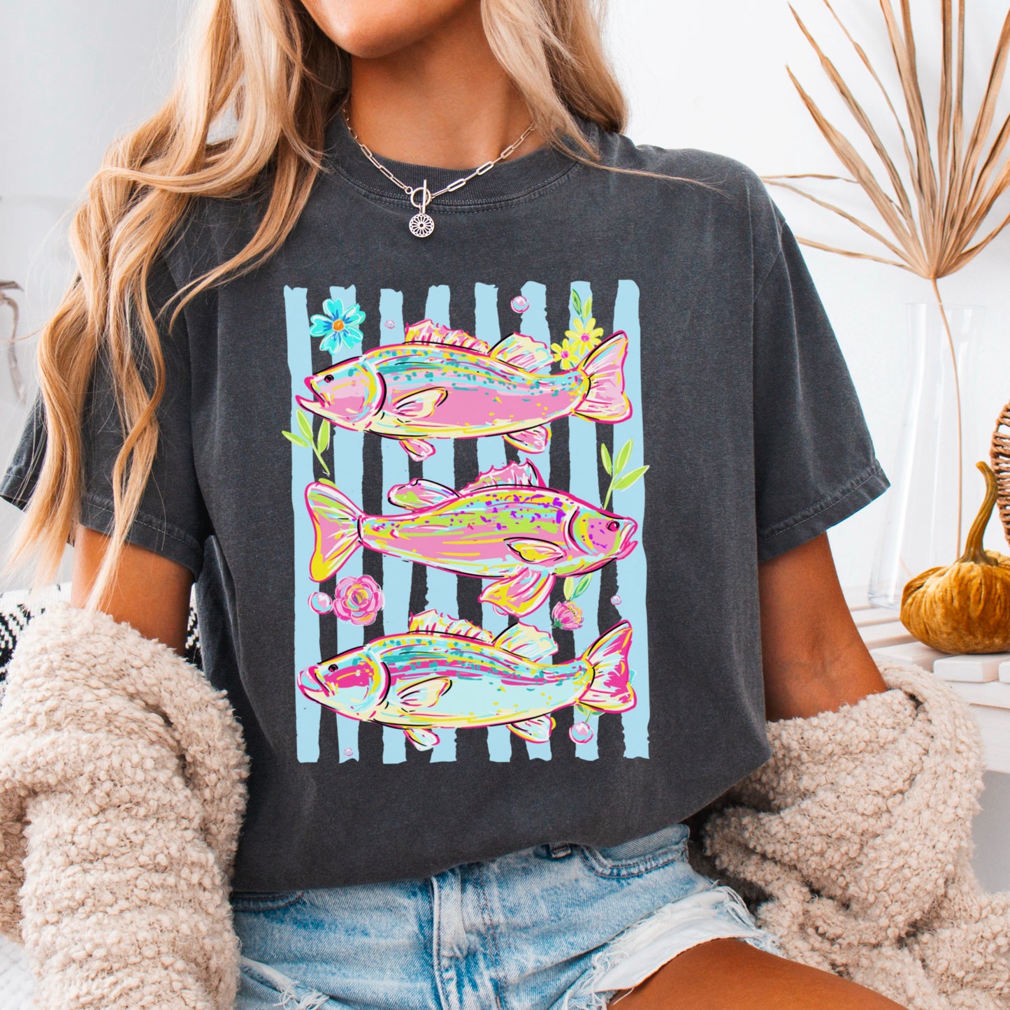 Fish Trio Comfort Color Graphic Tee