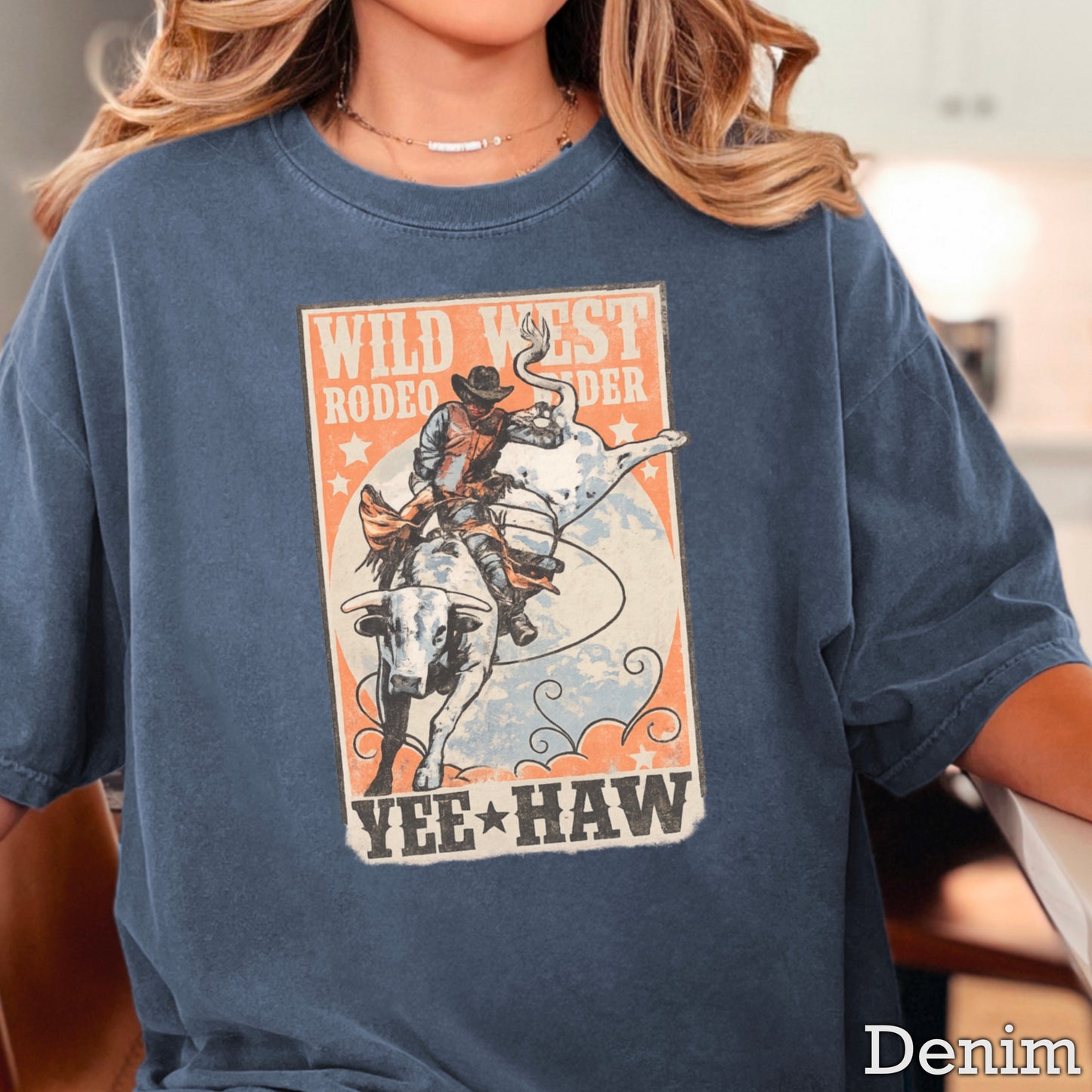 Wild West Rodeo Rider Comfort Color Graphic Tee