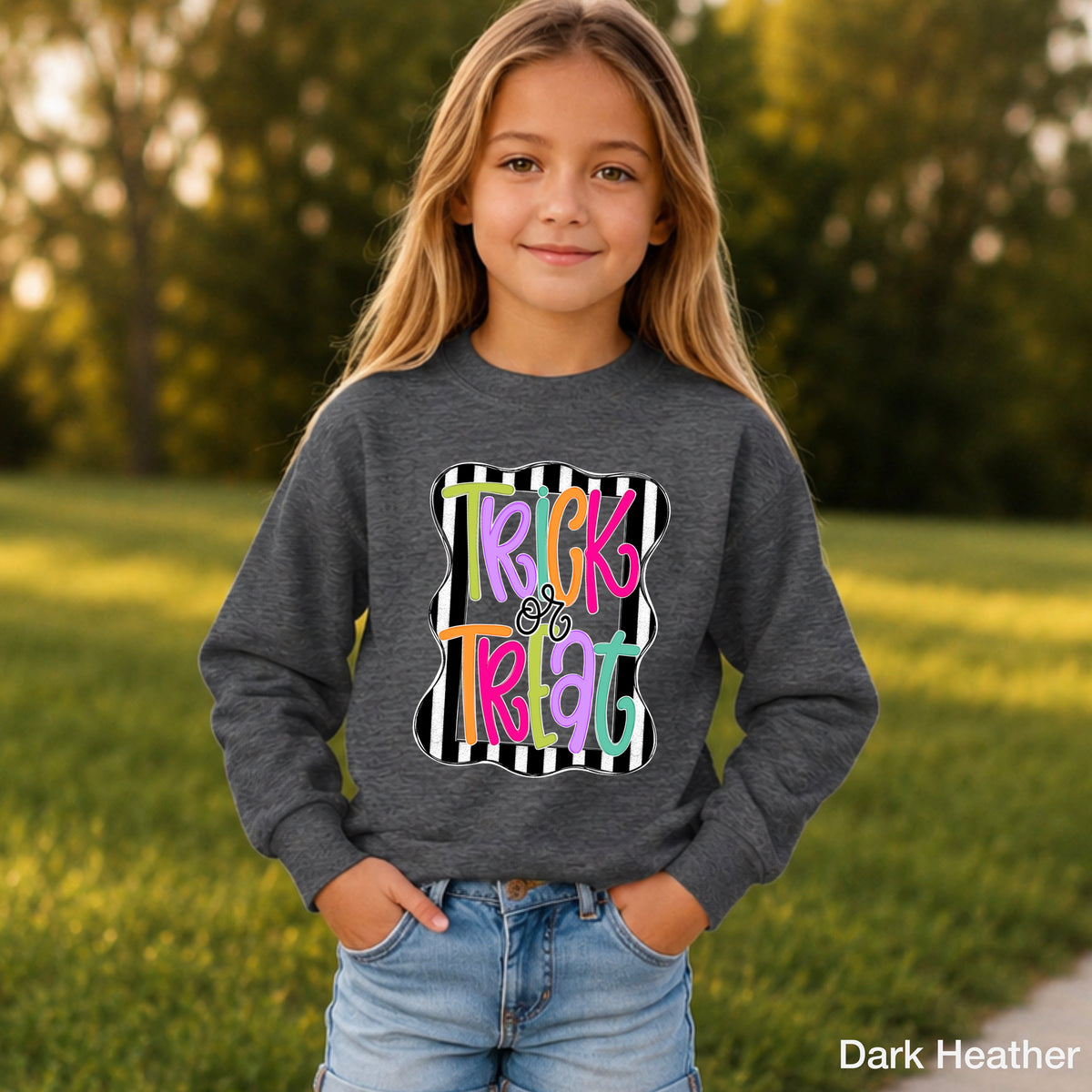 Trick Or Treat Halloween Youth Crewneck Sweatshirt