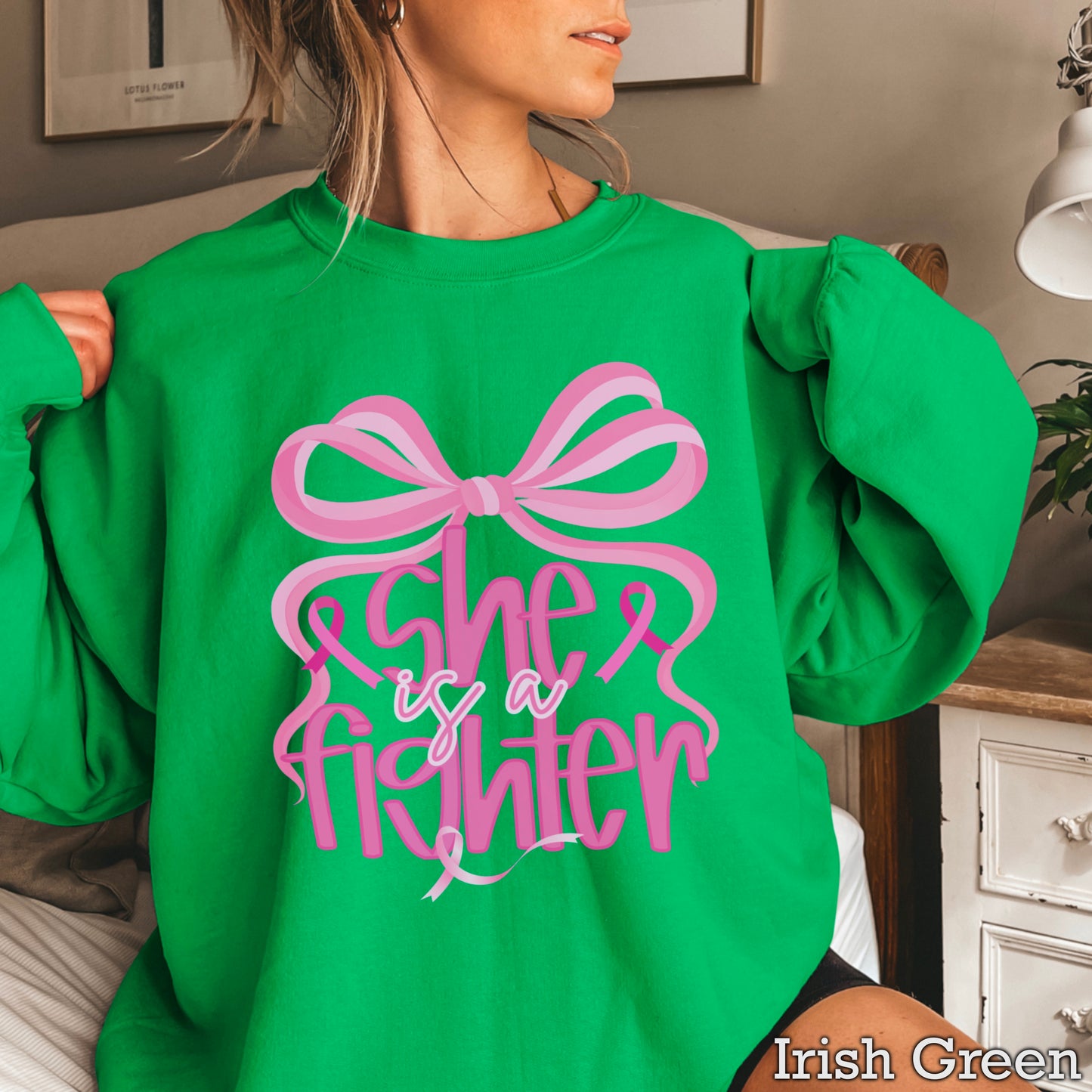 She Is A Fighter Breast Cancer Crewneck Sweatshirt