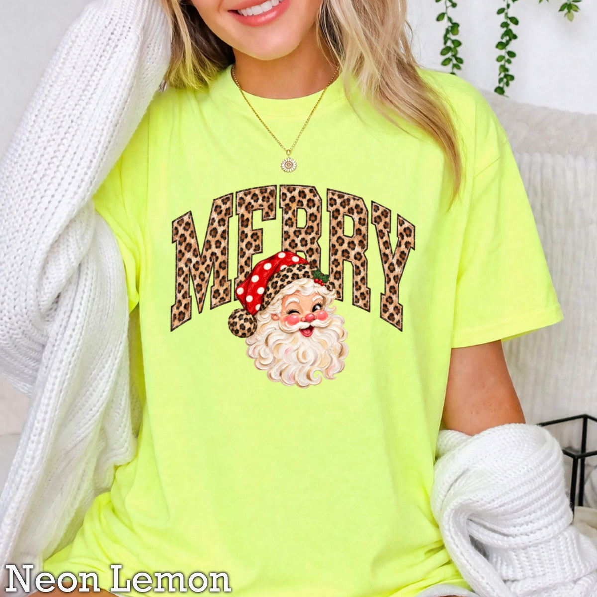 Leopard Merry Christmas Comfort Color Graphic Tee