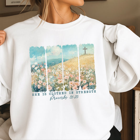 She Is Clothed Christian Crewneck Sweatshirt