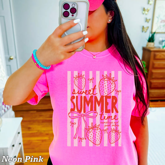 Sweet Summertime Strawberry Comfort Color Graphic Tee