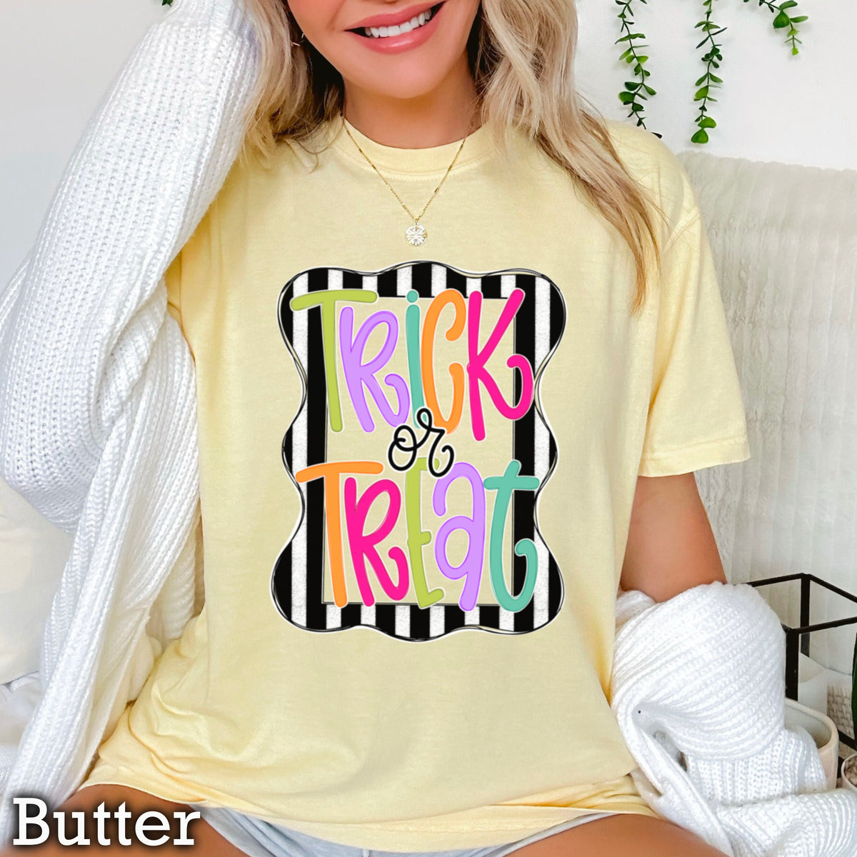 Trick Or Treat Halloween Comfort Color Graphic Tee