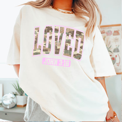 Camo John 3:16 Valentine’s Day Comfort Color Graphic Tee