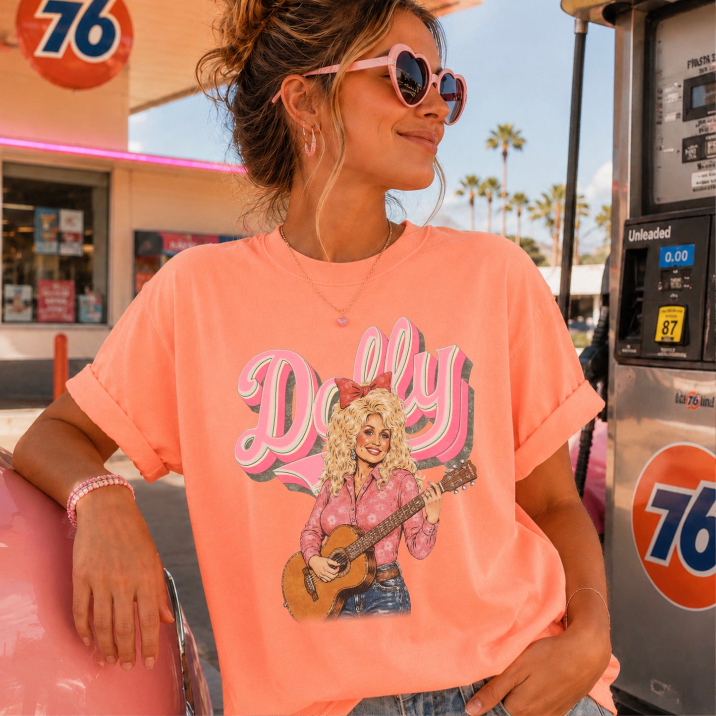 Pink Dolly Guitar Comfort Color Graphic Tee