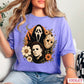 Floral Halloween Characters Comfort Color Graphic Tee