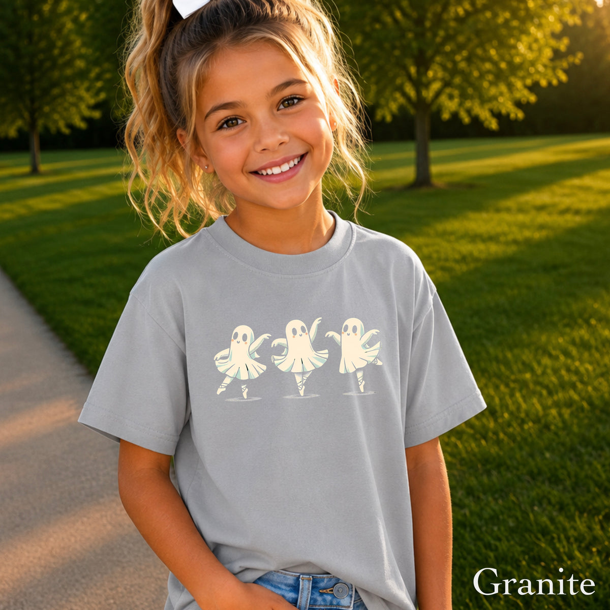 Ballerina Dancing Ghost Halloween Youth Comfort Color T-Shirt