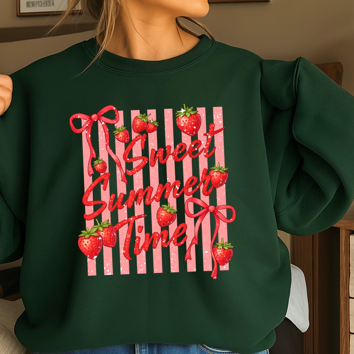 Sweet Summertime Strawberries Crewneck Sweatshirt