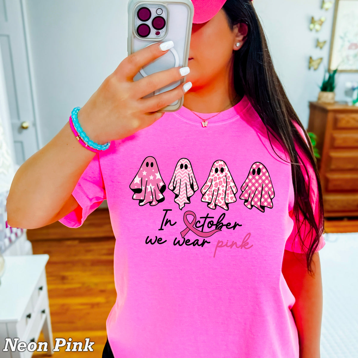 In October We Wear Pink Comfort Color Graphic Tee