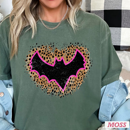 Leopard Bat Halloween Comfort Color Graphic Tee