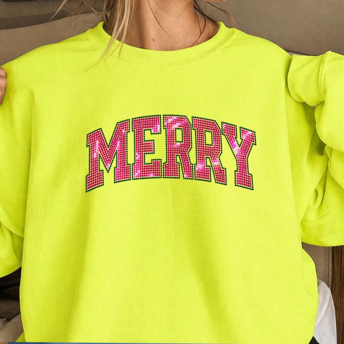 Merry Real Spangles Christmas Crewneck Sweatshirt