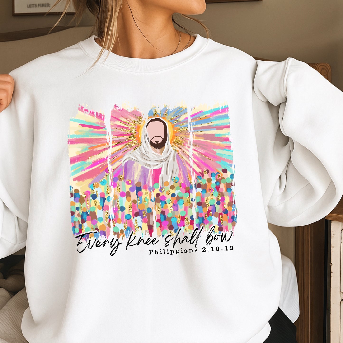Every Knee Shall Bow Easter Crewneck Sweatshirt