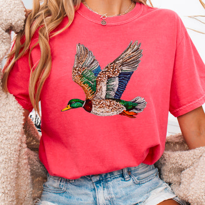 Faux Rhinestone Mallard Duck Comfort Color Graphic Tee