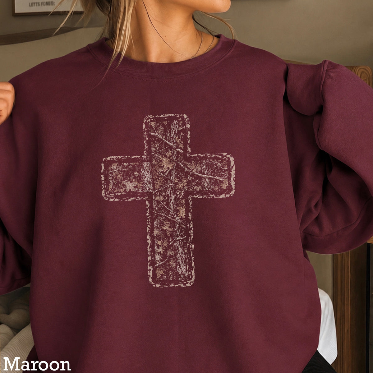 Camo Cross Christian Crewneck Sweatshirt