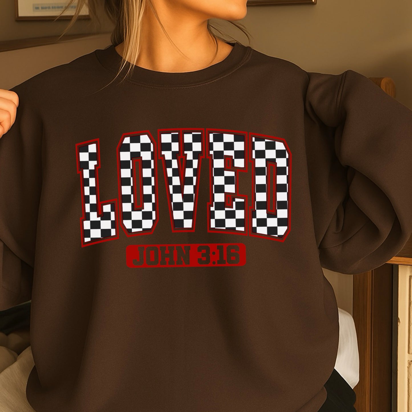 Loved John 3:16 Valentine’s Day Crewneck Sweatshirt