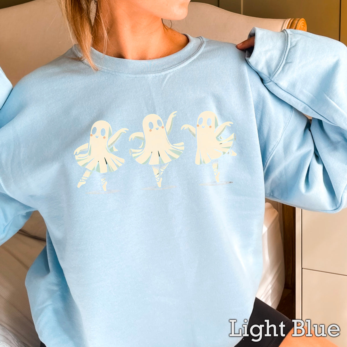 Ballerina Dancing Ghost Halloween Crewneck Sweatshirt