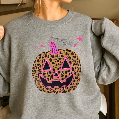 Leopard Pumpkin Halloween Crewneck Sweatshirt