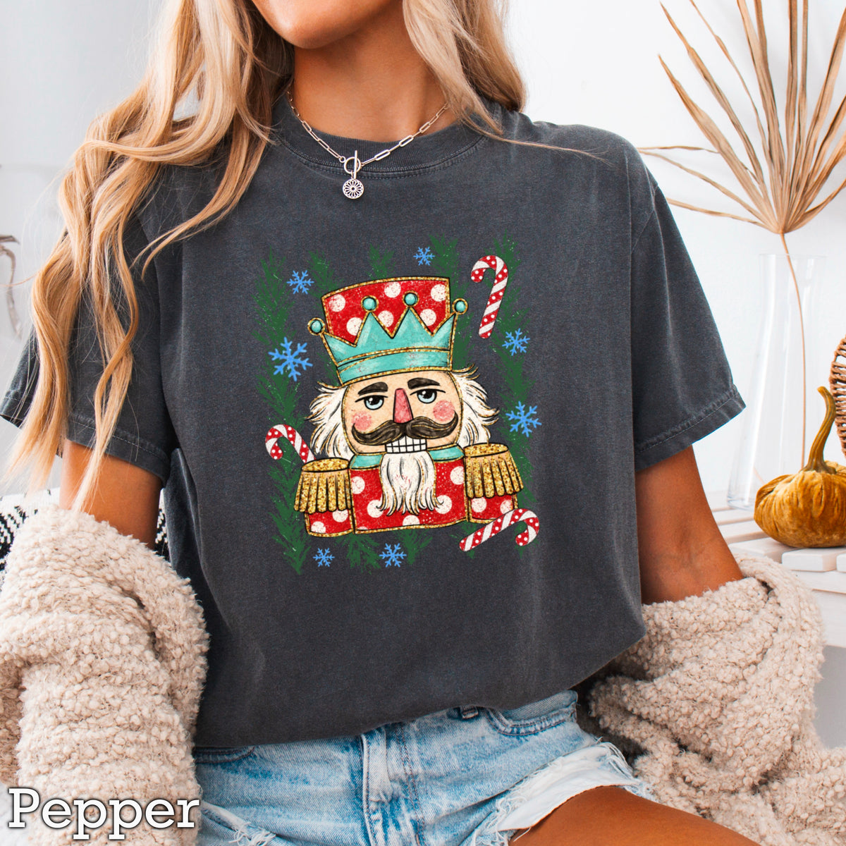 Preppy Nutcracker Christmas Comfort Color Graphic Tee