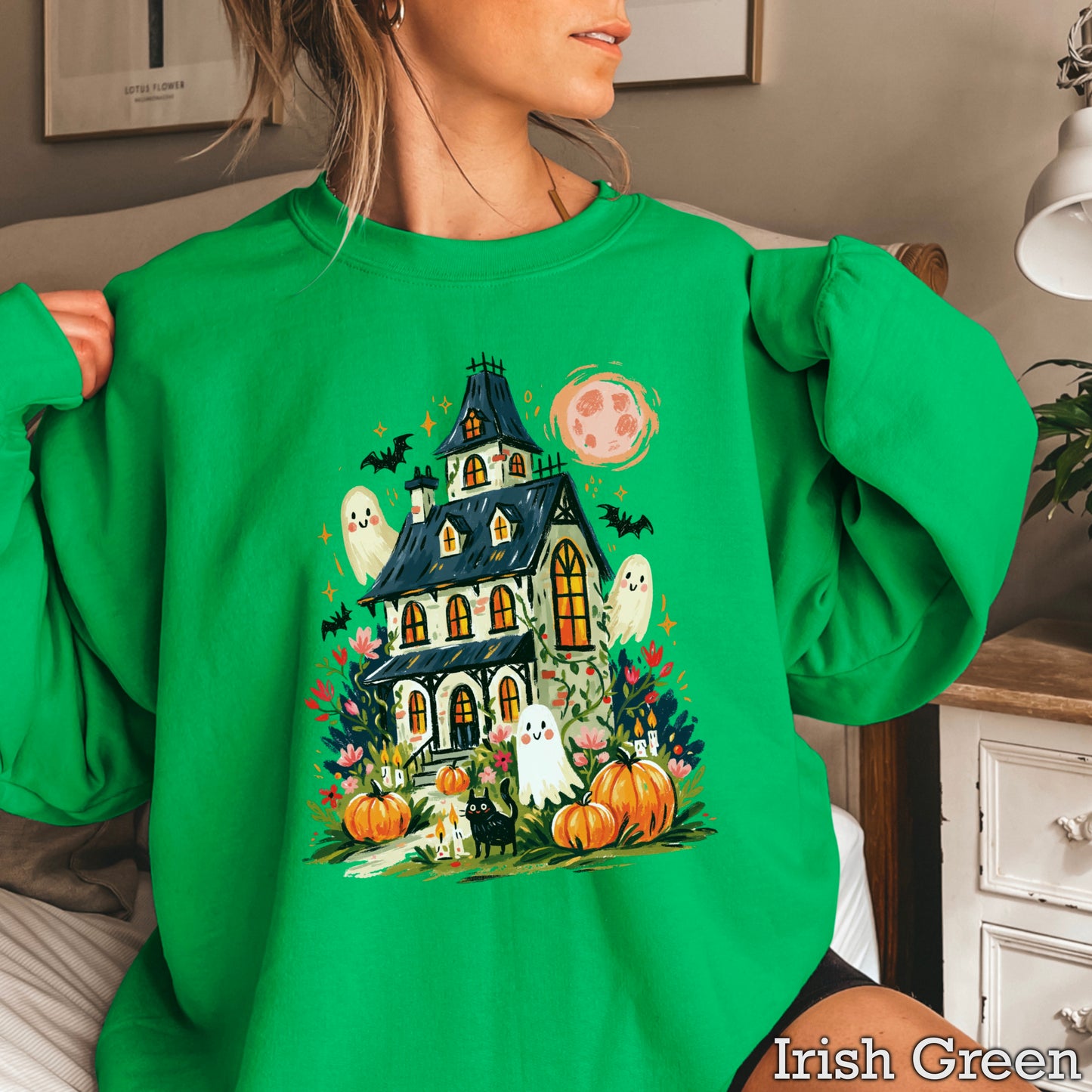 Haunted House Halloween Crewneck Sweatshirt