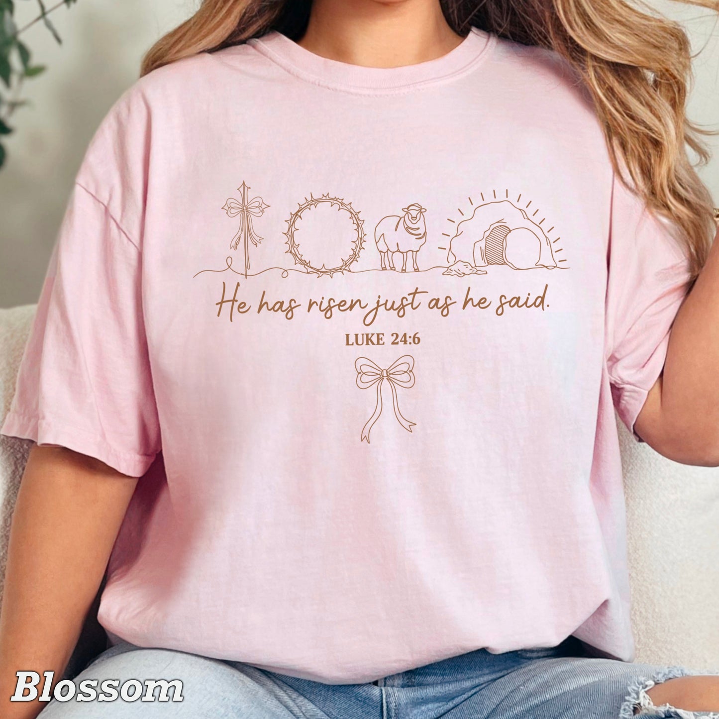 He Is Risen Easter Comfort Color Graphic Tee