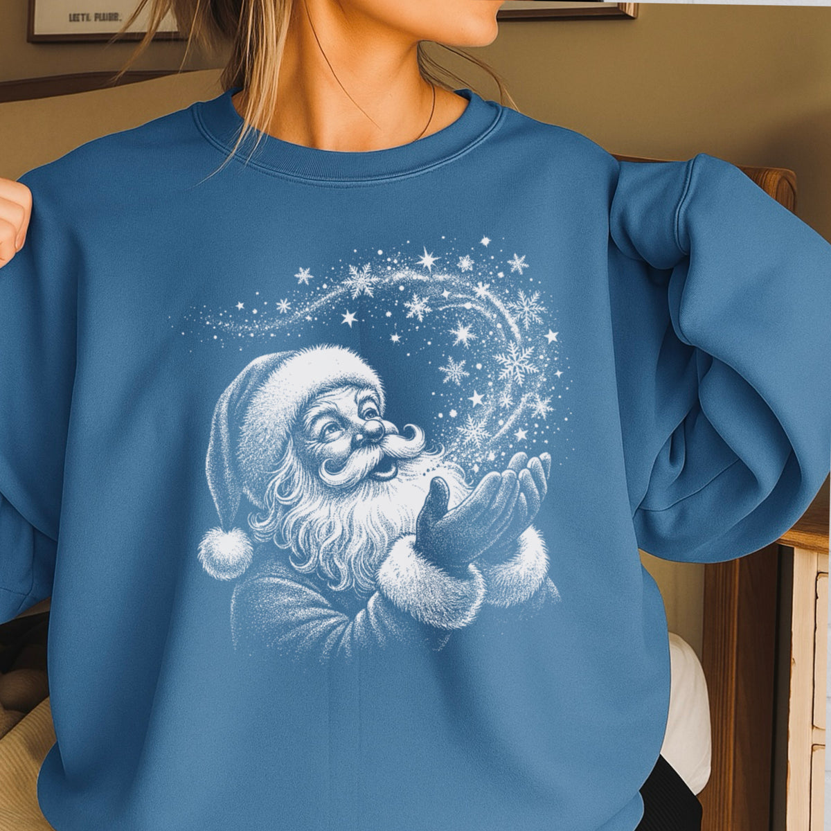 Santa Snowflakes Christmas Crewneck Sweatshirt