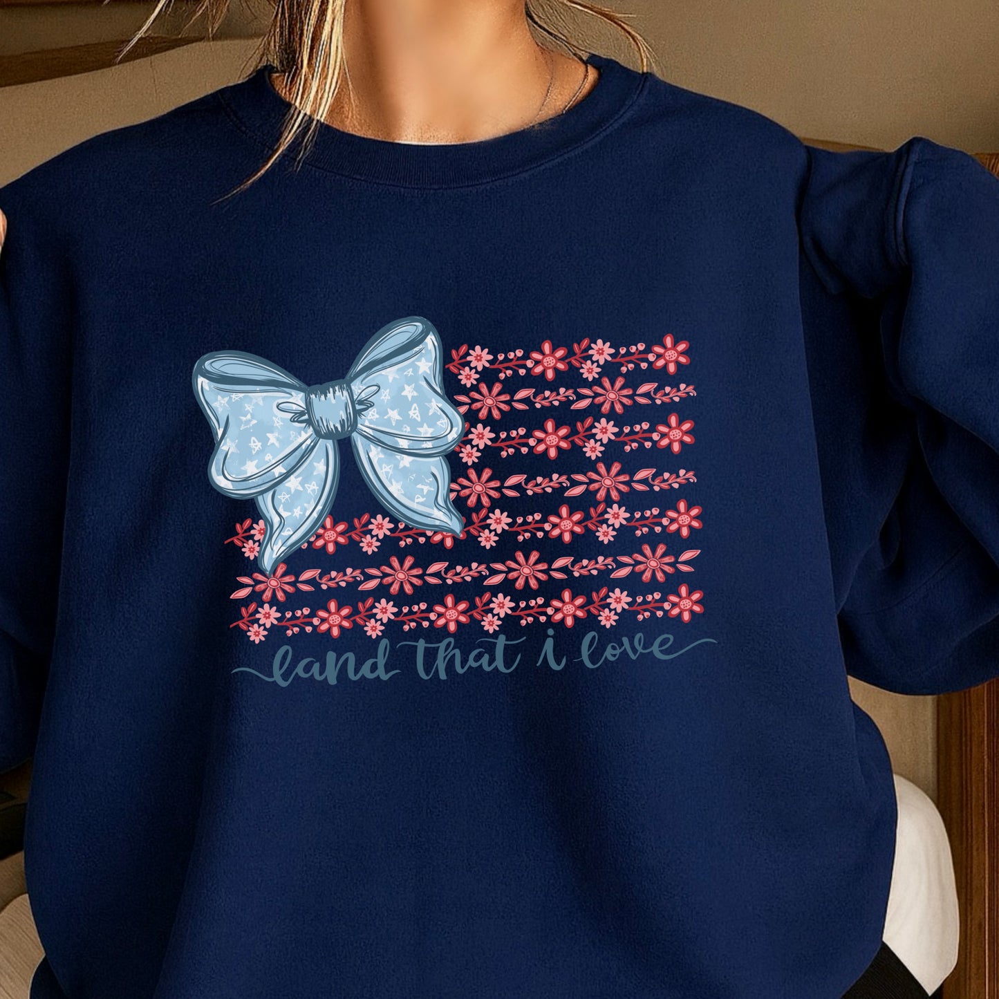 Land Of The Free Patriotic Crewneck Sweatshirt