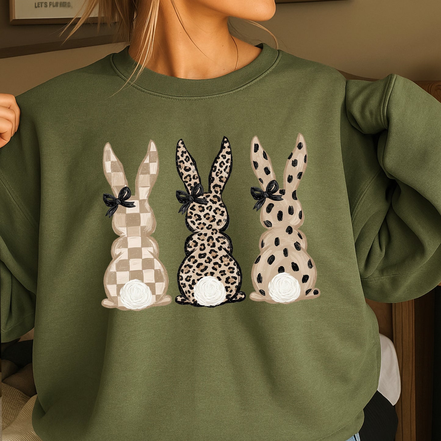 Ester Rabbits Trio Easter Crewneck Sweatshirt