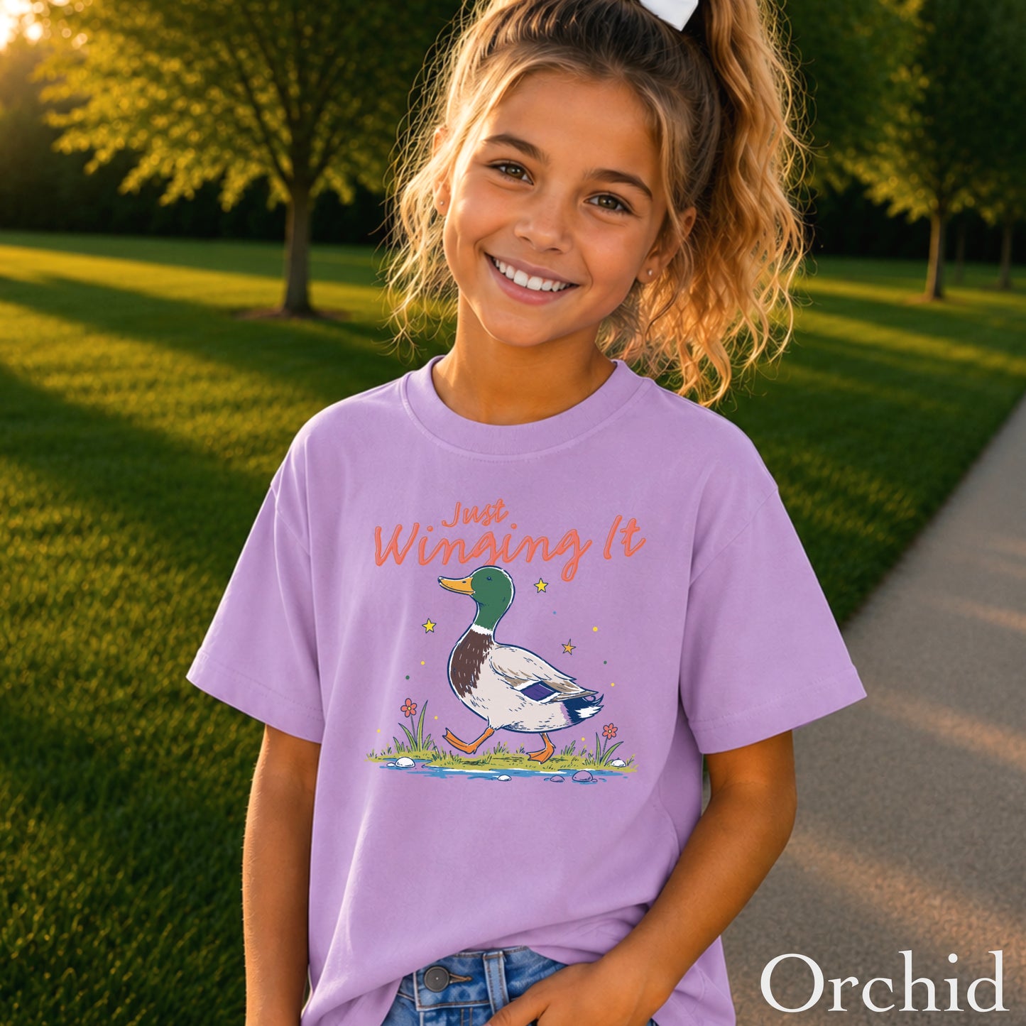 Just Winging It Mallard Duck  Youth Comfort Color T-Shirt
