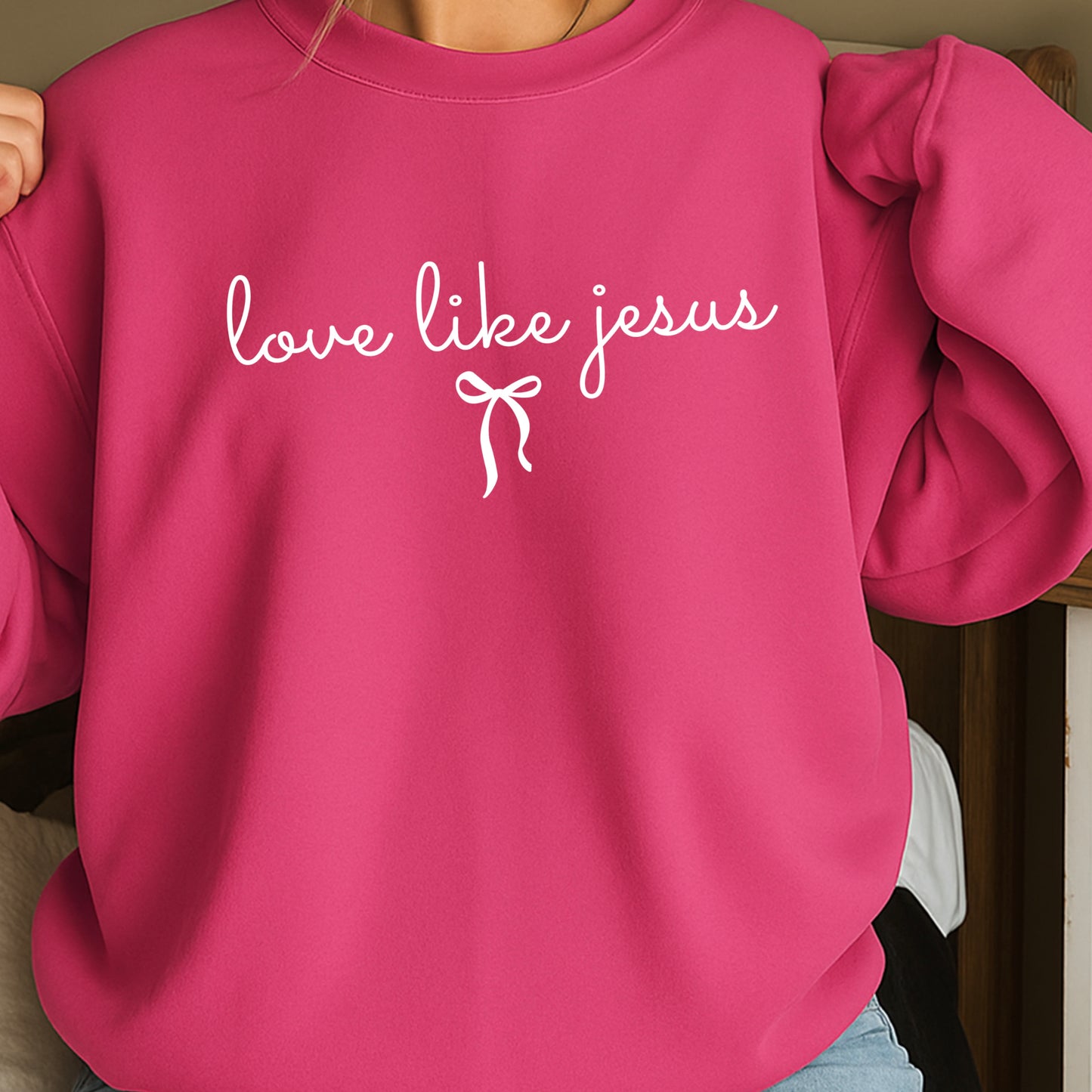 Love Like Jesus Christian Graphic Crewneck Sweatshirt