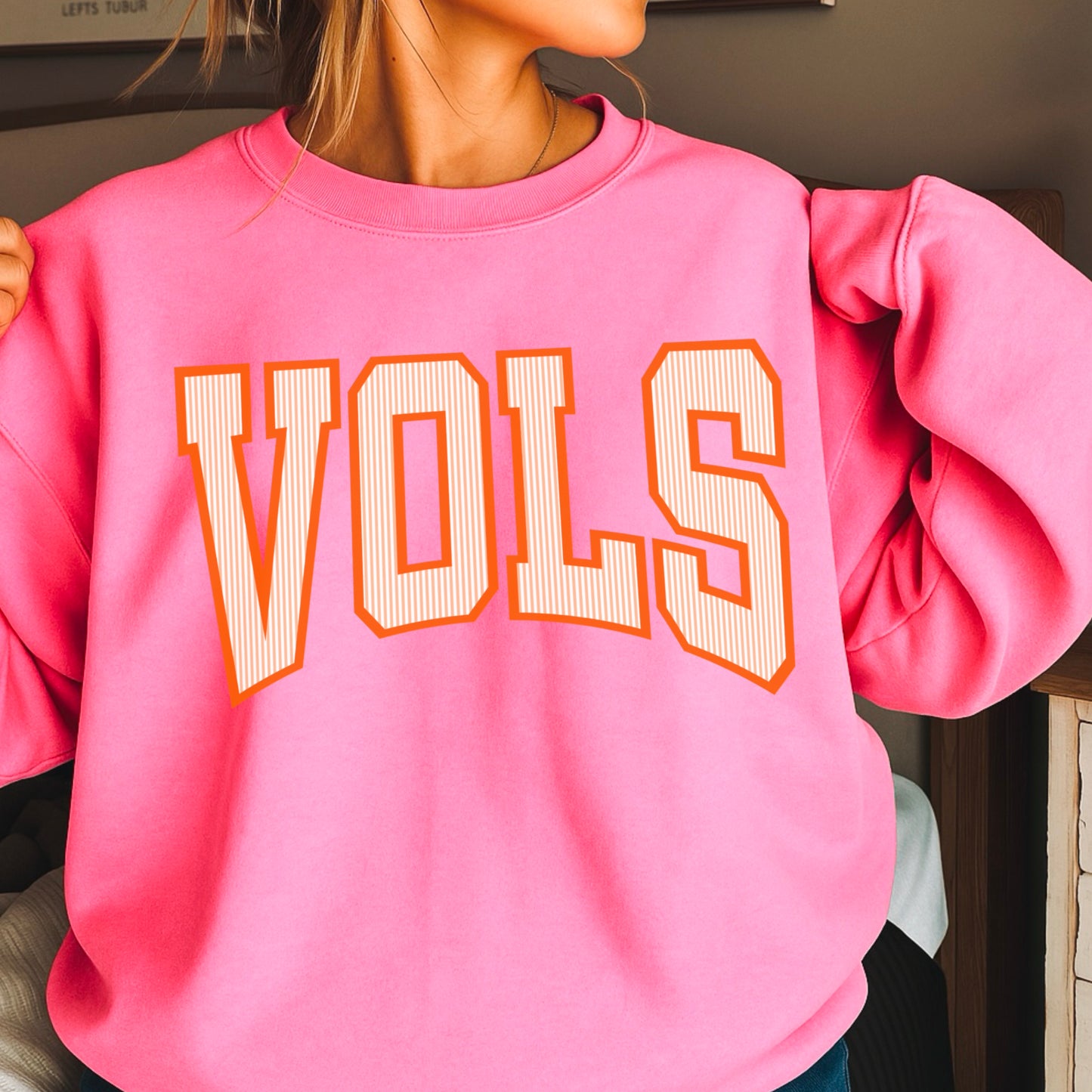 Orange & White College Game Day Crewneck Sweatshirt