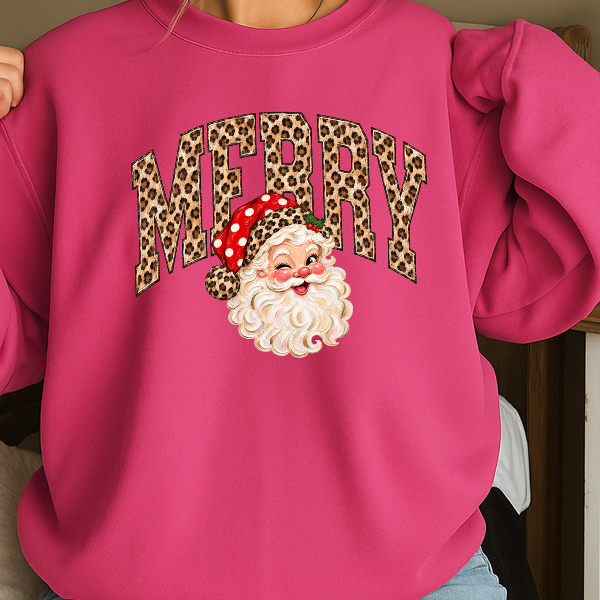 Leopard Merry Christmas Crewneck Sweatshirt