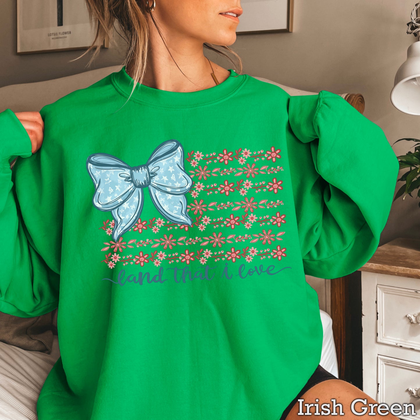 Land Of The Free Patriotic Crewneck Sweatshirt