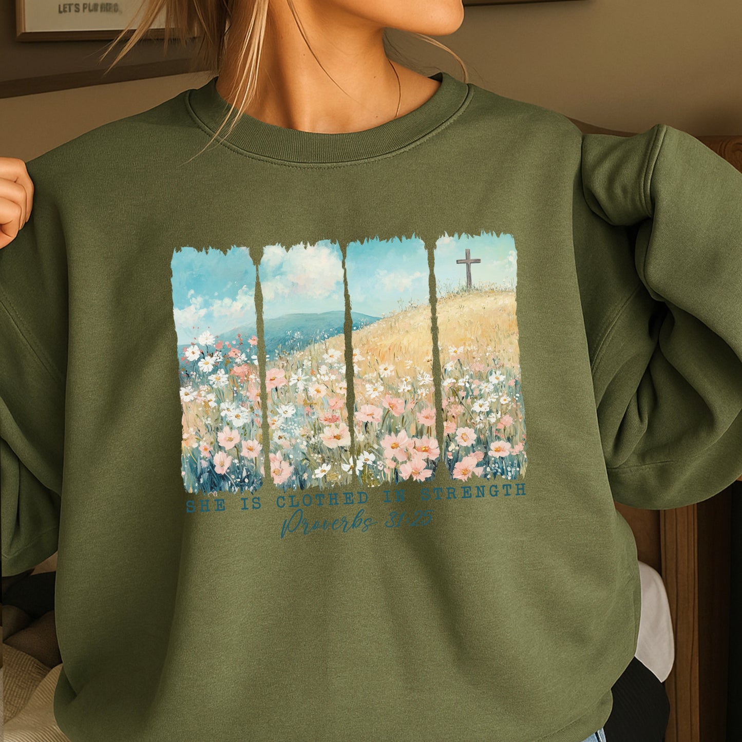 She Is Clothed Christian Crewneck Sweatshirt