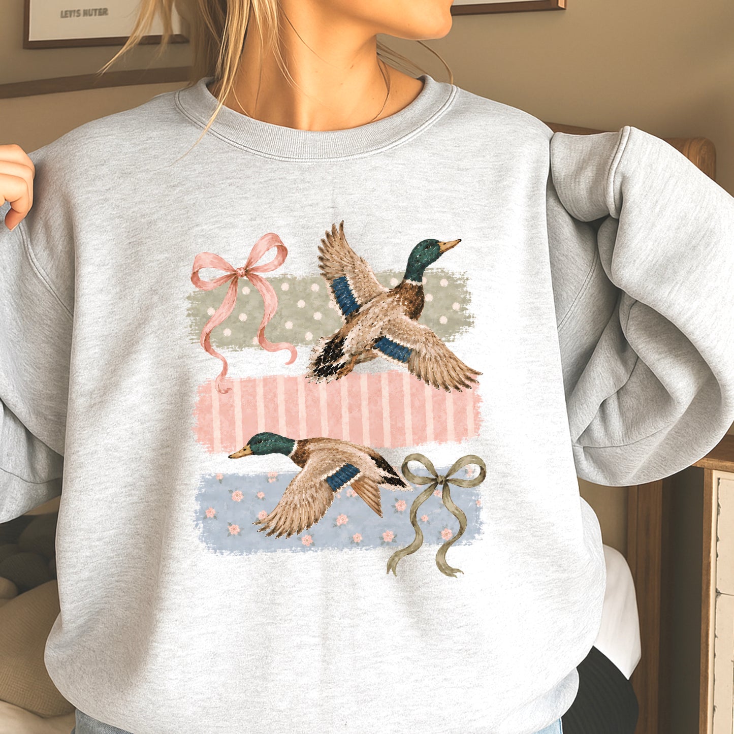 Mallard Ducks & Bows Crewneck Sweatshirt