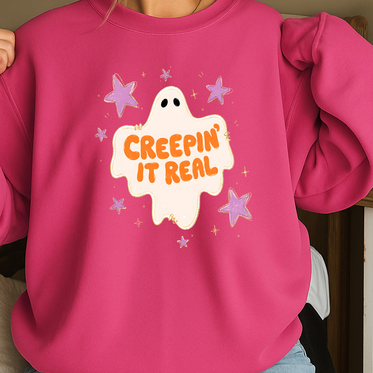 Creepin It Real Halloween Crewneck Sweatshirt